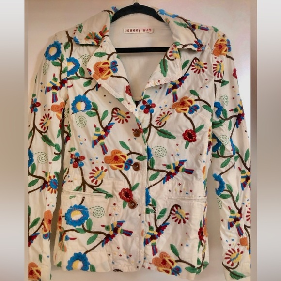 Johnny Was Jackets & Blazers - Johnny Was Embroidered Floral Beautiful Blazer